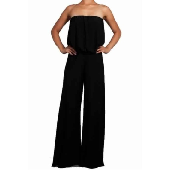 black tube top jumpsuit